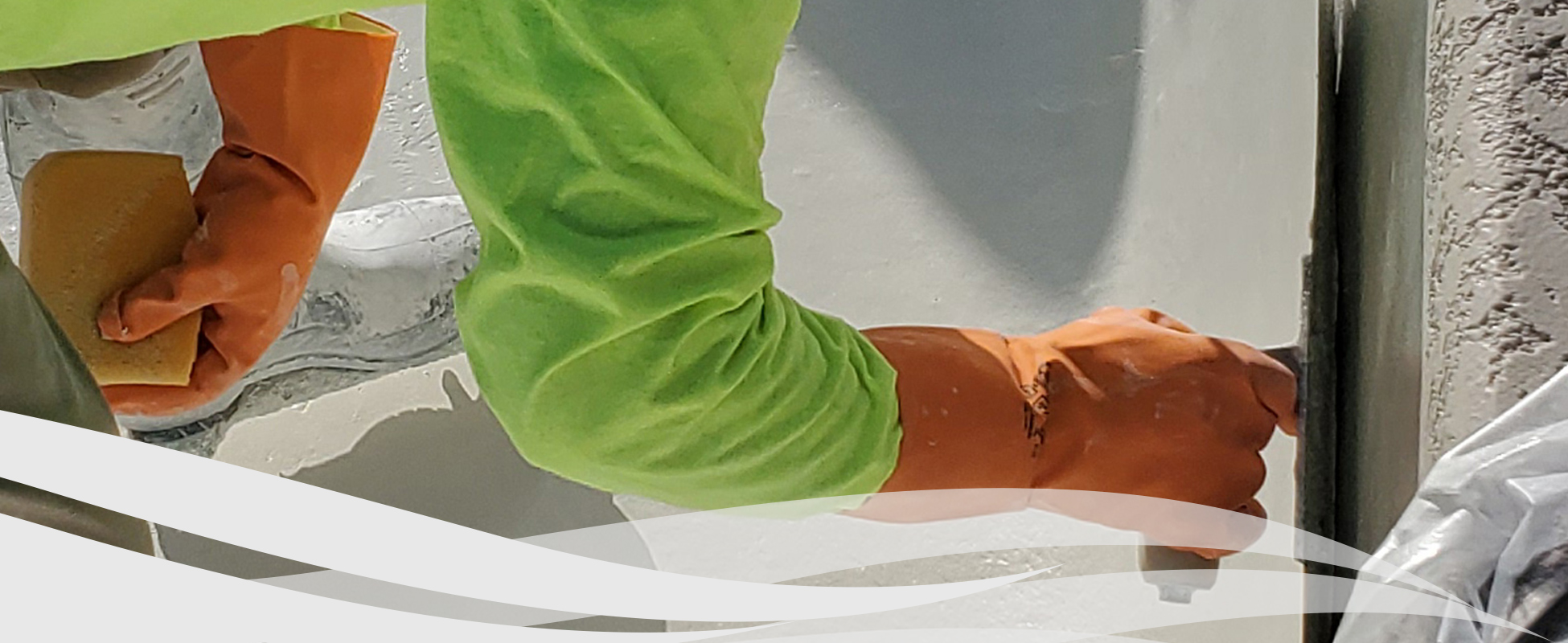White pool Cement troweling